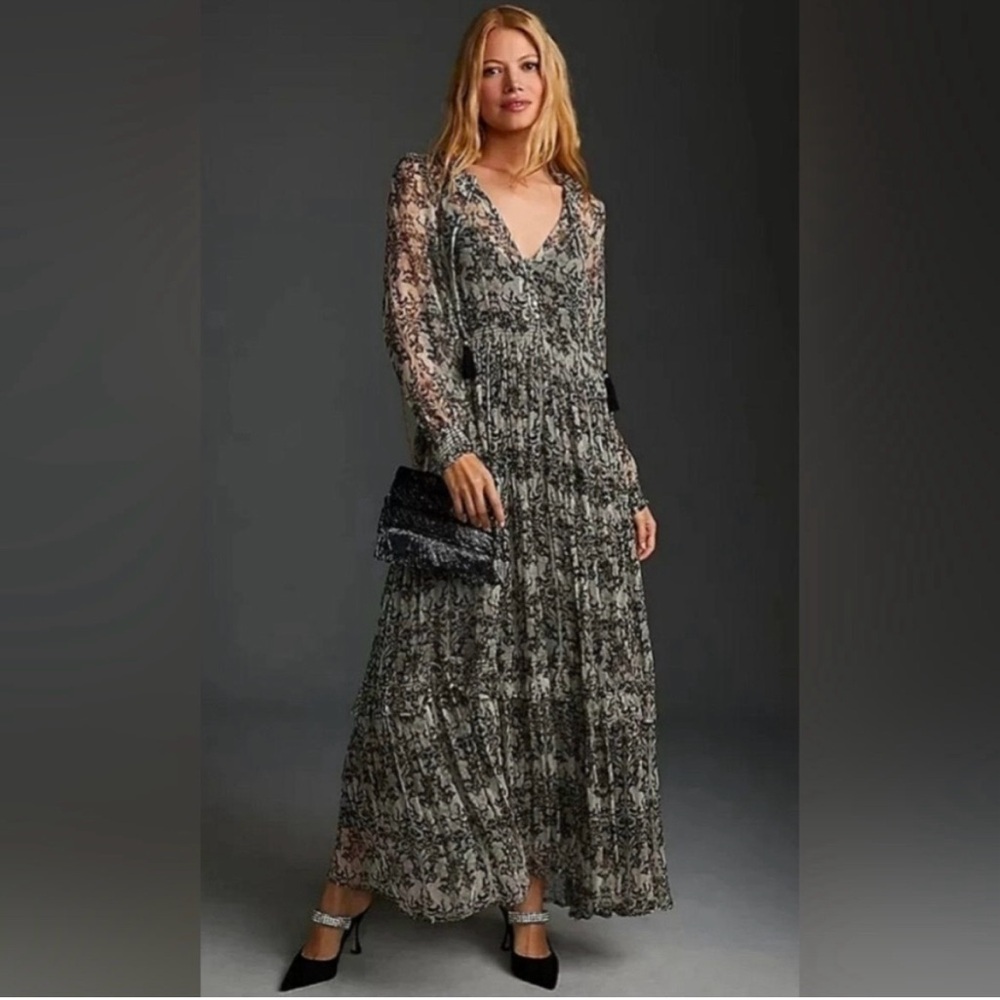 Anthropologie The Marais Printed Chiffon Maxi Dress, Size XL